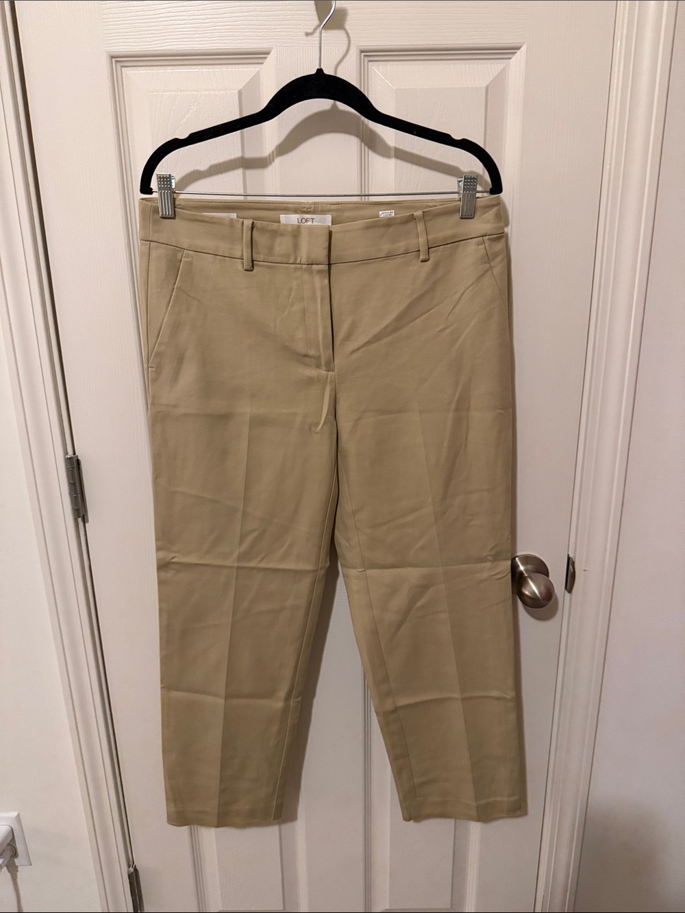 LOFT Beige Cropped Straight-Leg Pants